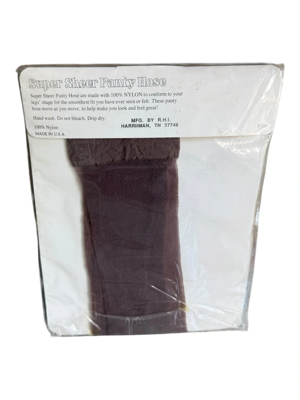 Vintage RHI Super Sheer Pantyhose 100% Nylon One Size Taupe Reinforced Toe